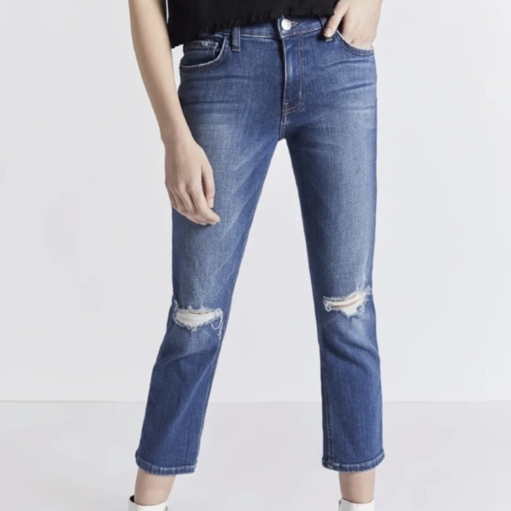 Current Elliot The High Waist Straight Jeans Joey Destroyed 29